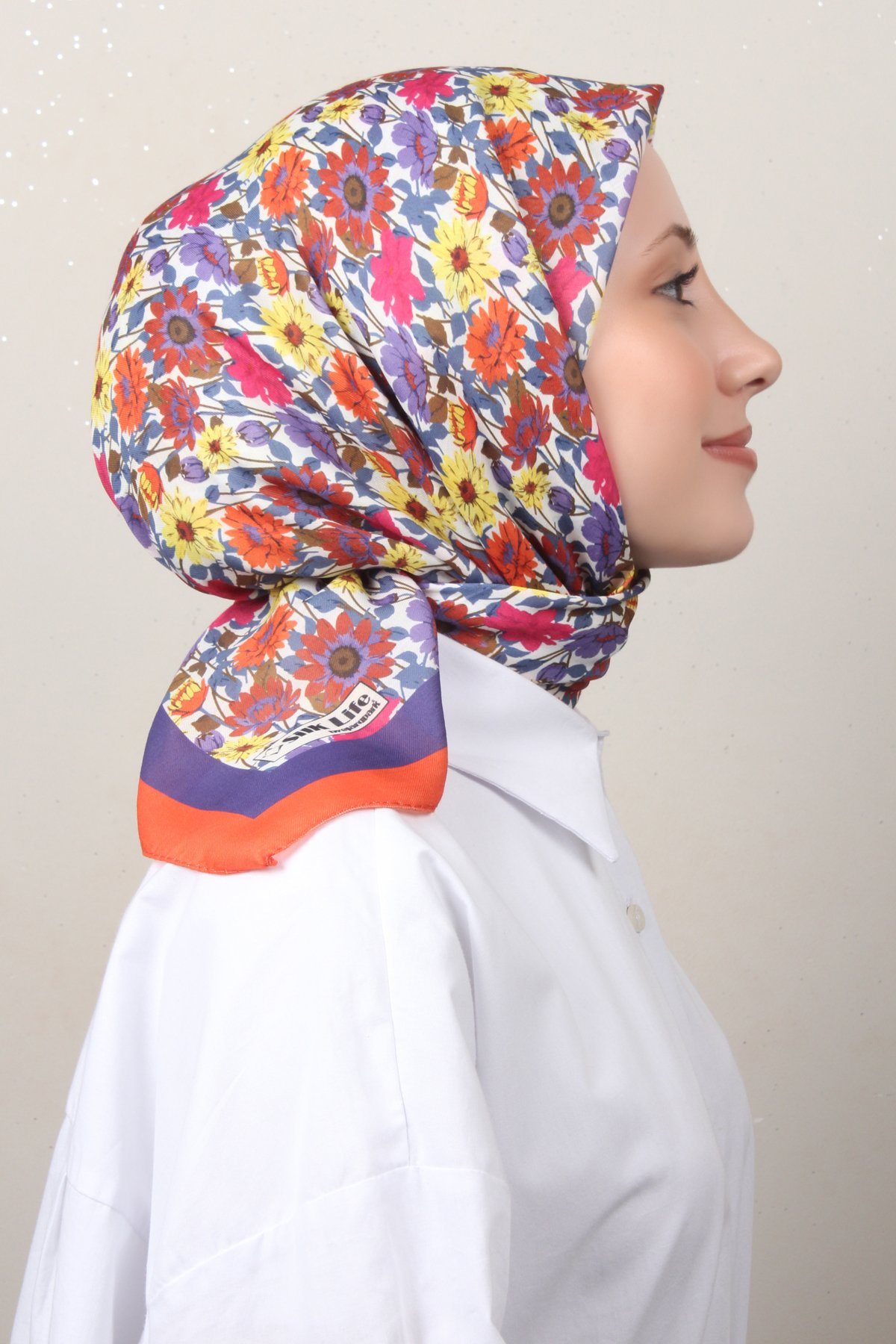 Silk Life Soft Pamuk Eşarp 4132-2 Turuncu