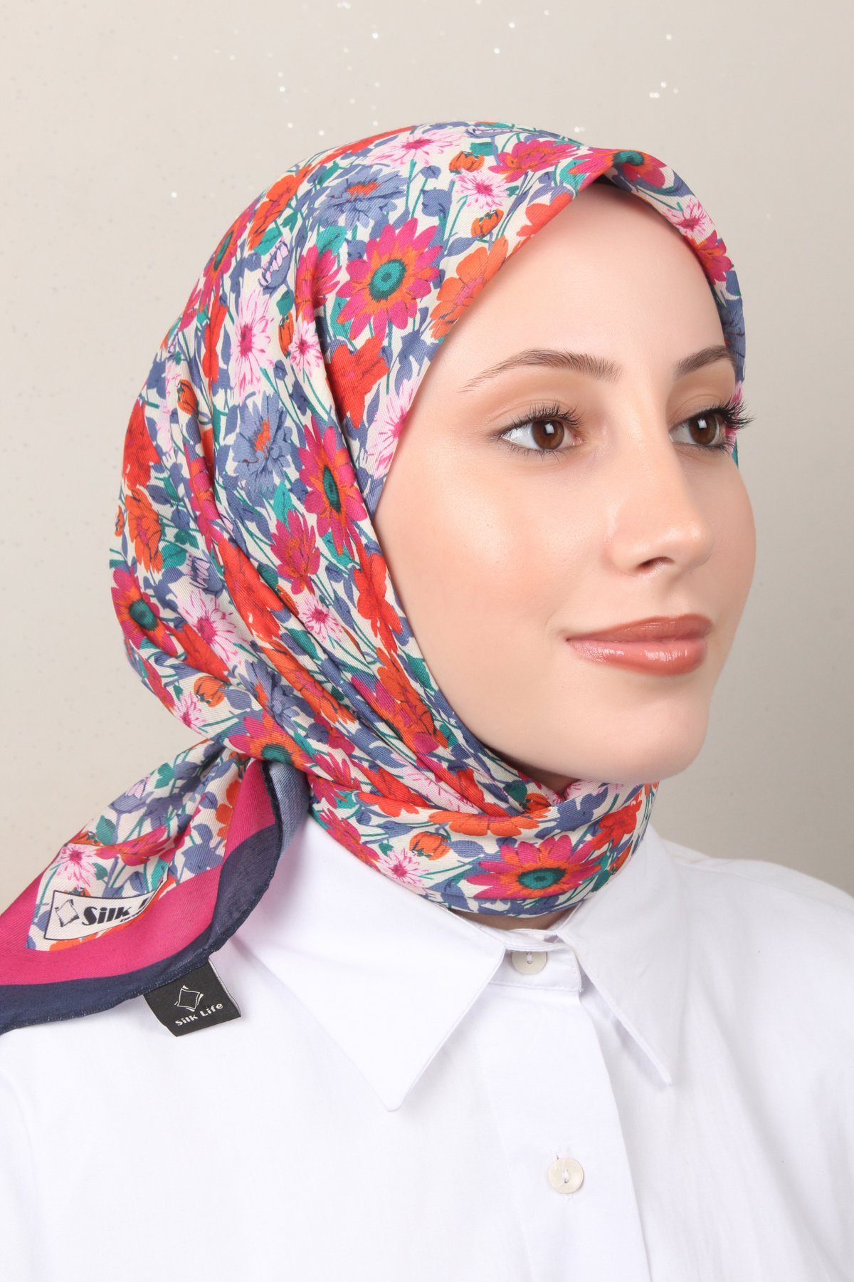 Silk Life Soft Pamuk Eşarp 4132-4 Lacivert