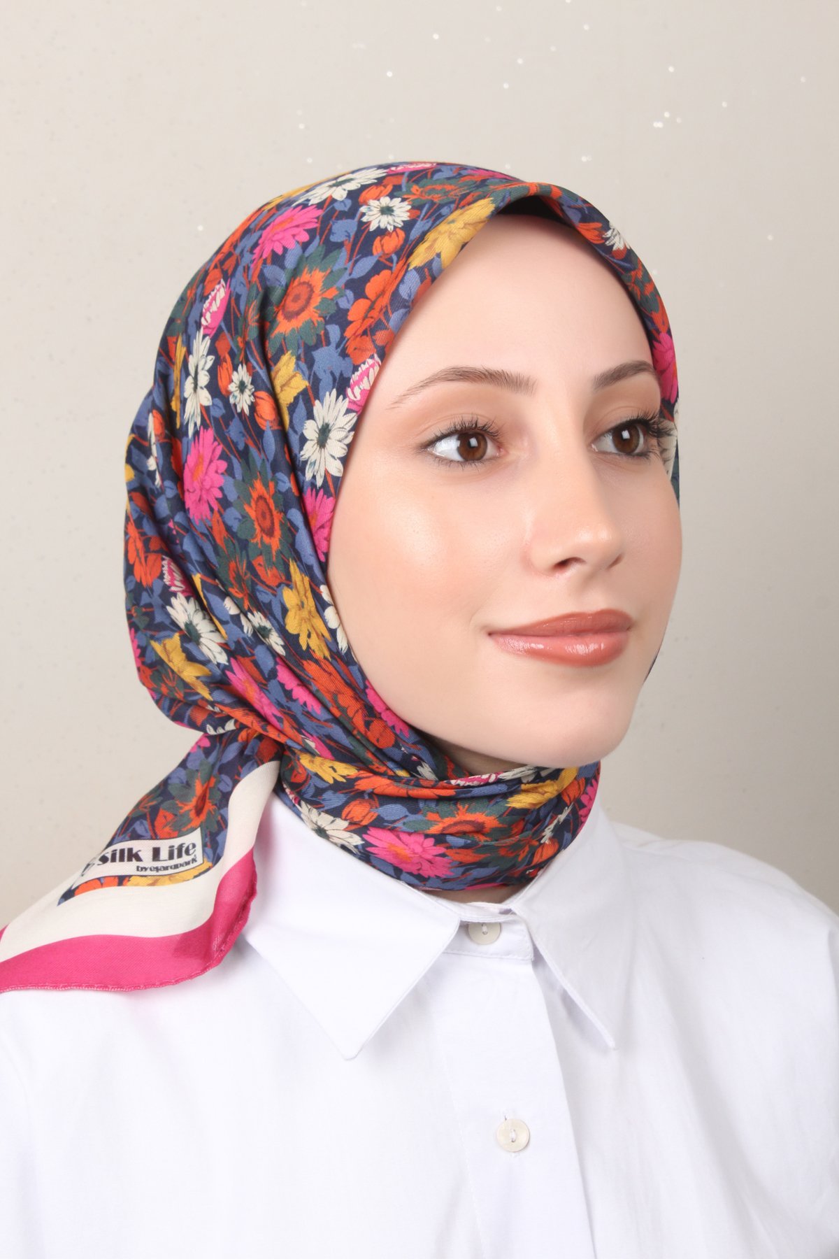 Silk Life Soft Pamuk Eşarp 4132-8 Fuşya
