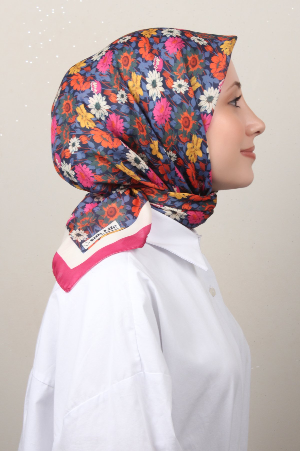 Silk Life Soft Pamuk Eşarp 4132-8 Fuşya