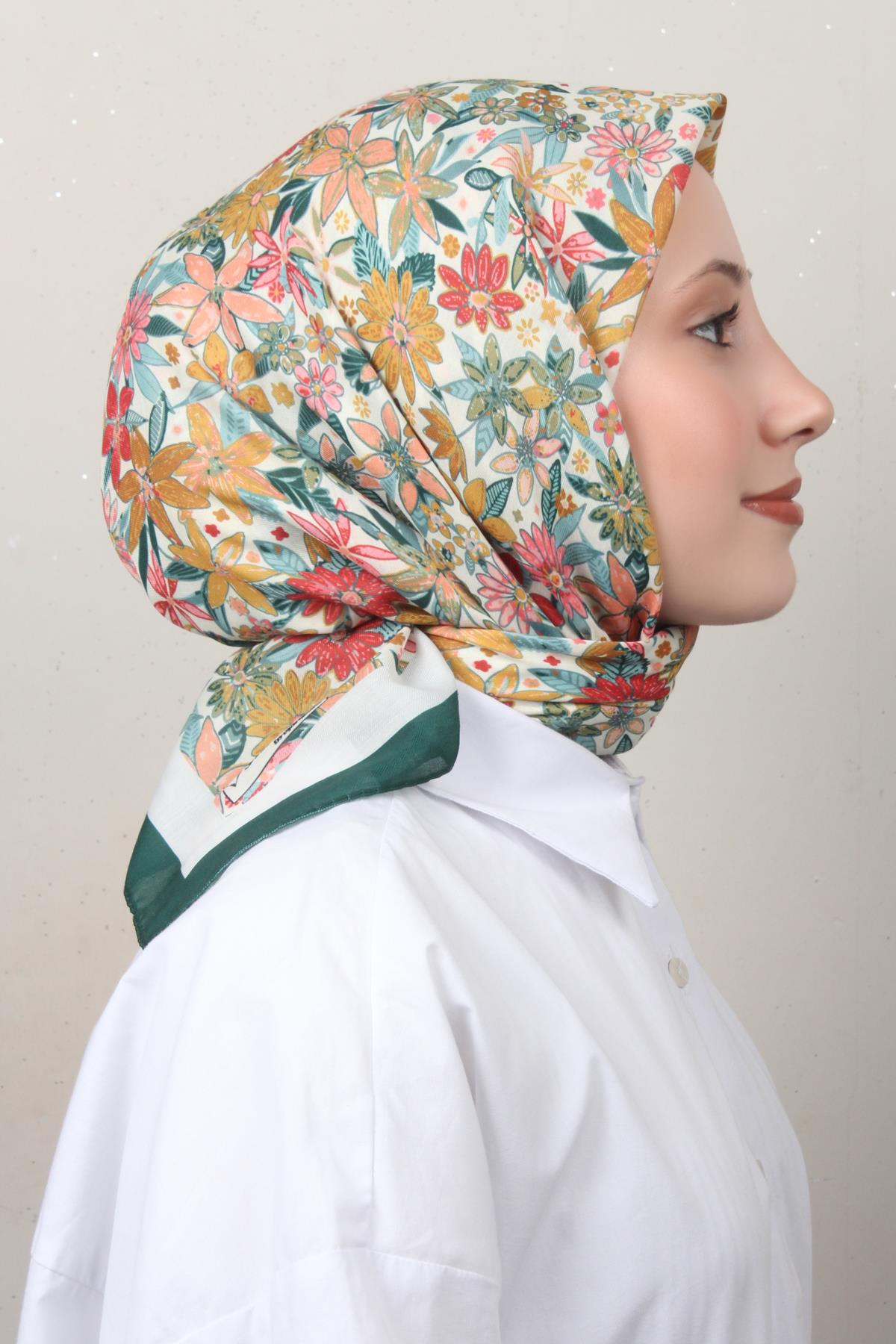 Silk Life Soft Pamuk Eşarp 4133-2 Zümrüt