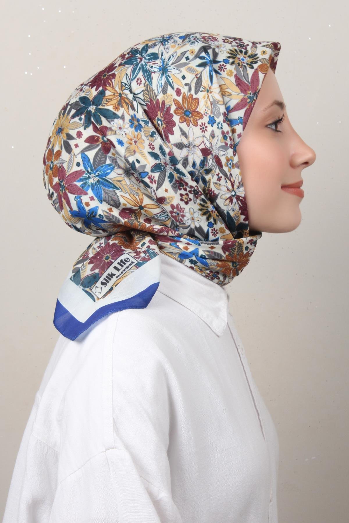 Silk Life Soft Pamuk Eşarp 4133-6 Saks