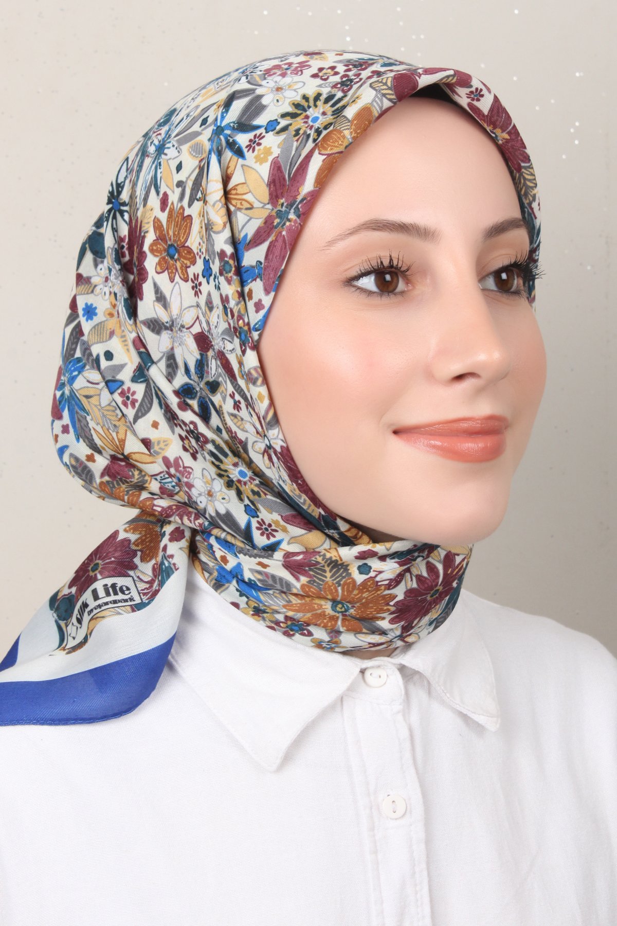 Silk Life Soft Pamuk Eşarp 4133-6 Saks