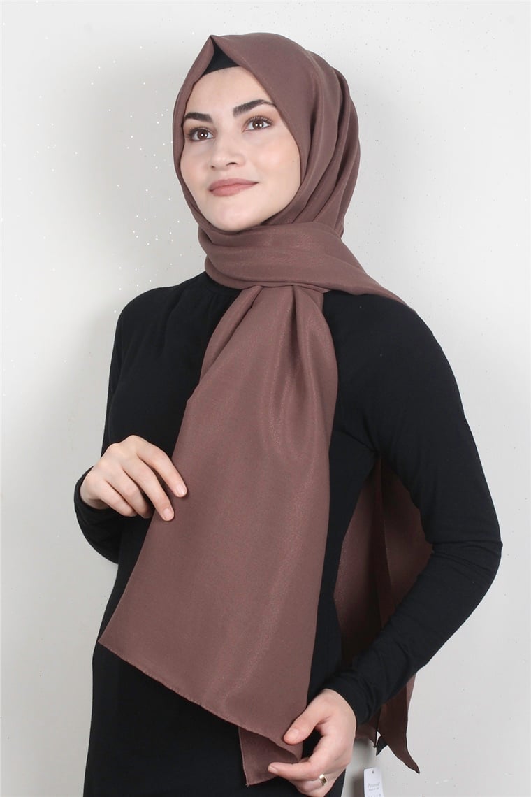 Simli Medine Şal 1365-1 Sütlü Kahve