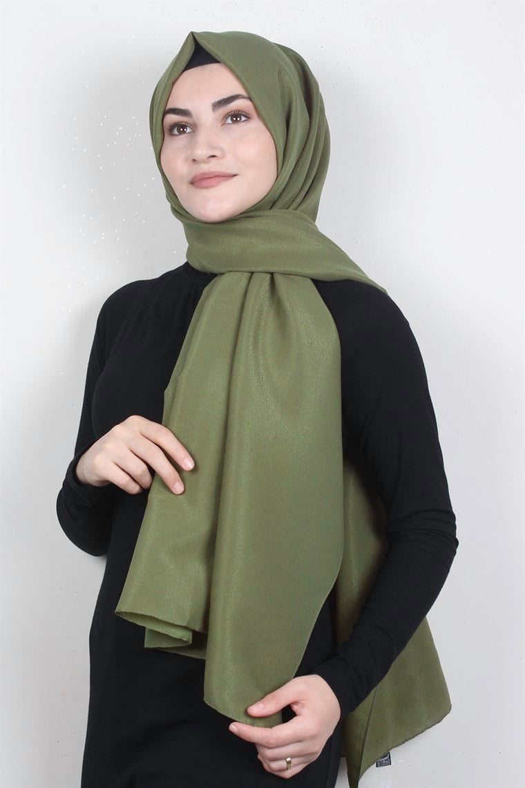 Simli Medine Şal 1365-8 Asker Yeşili