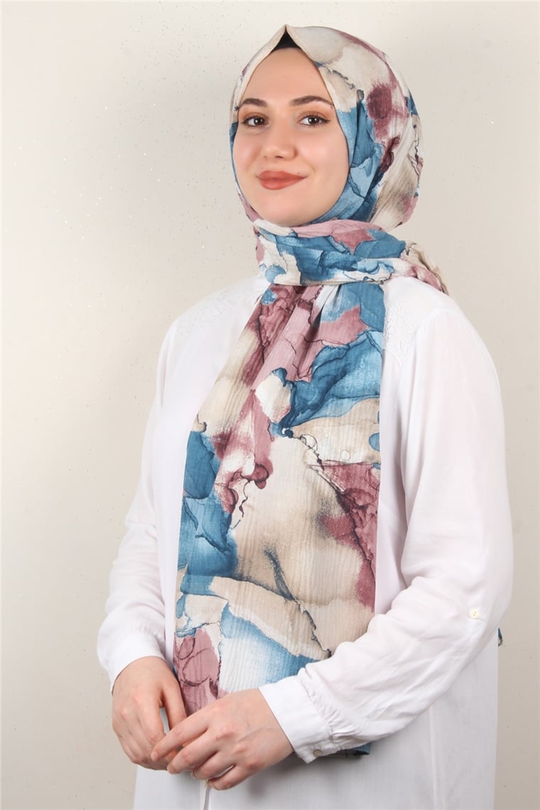 Soft Touch Şal 2744-2 Mavi-Pudra