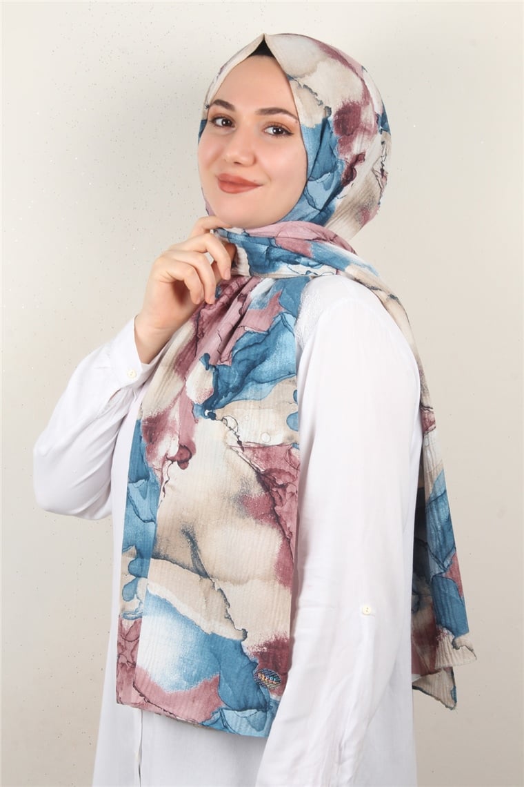 Soft Touch Şal 2744-2 Mavi-Pudra