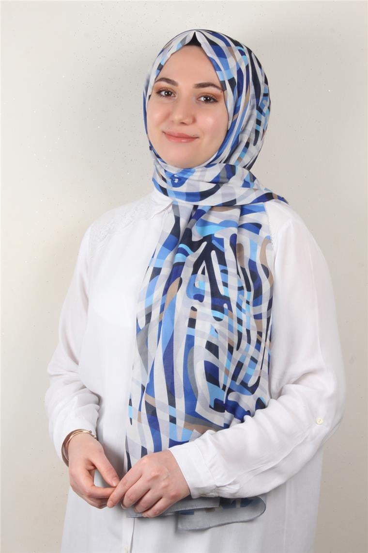 Soft Touch Şal 2750-16 Gri-Mavi