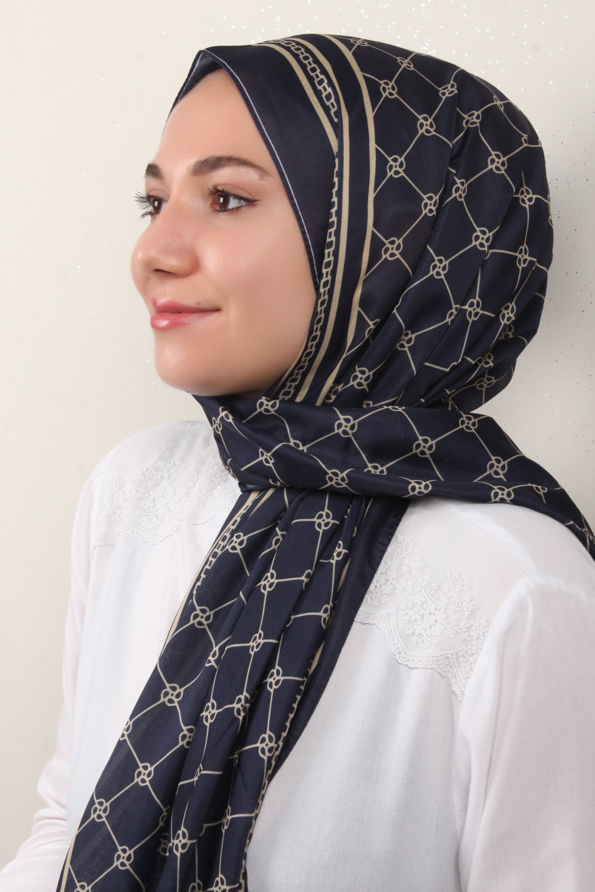 Soft Touch Şal 2764-9 Lacivert-Gold