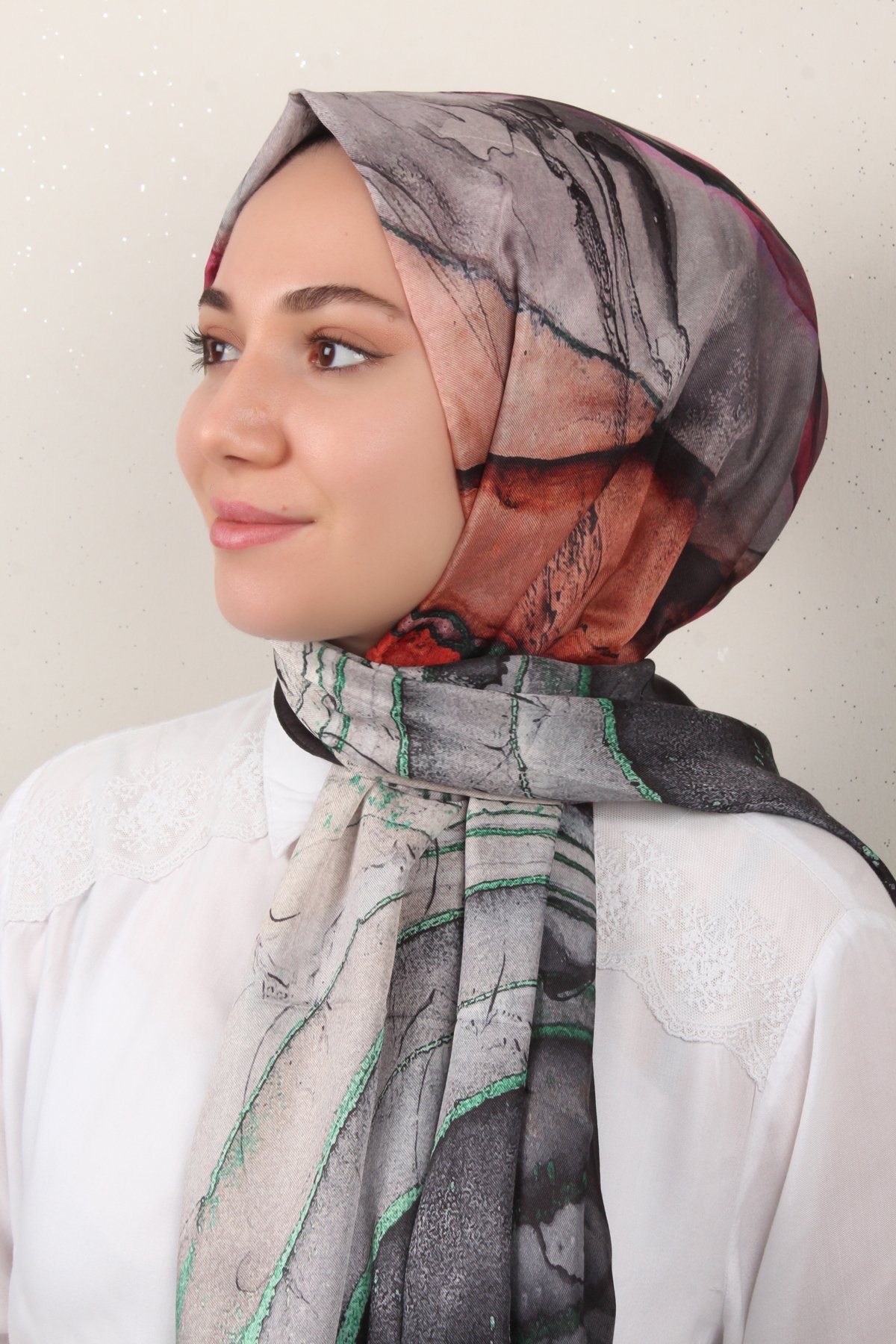 Soft Touch Şal 2775-6 Siyah-Su Yeşili