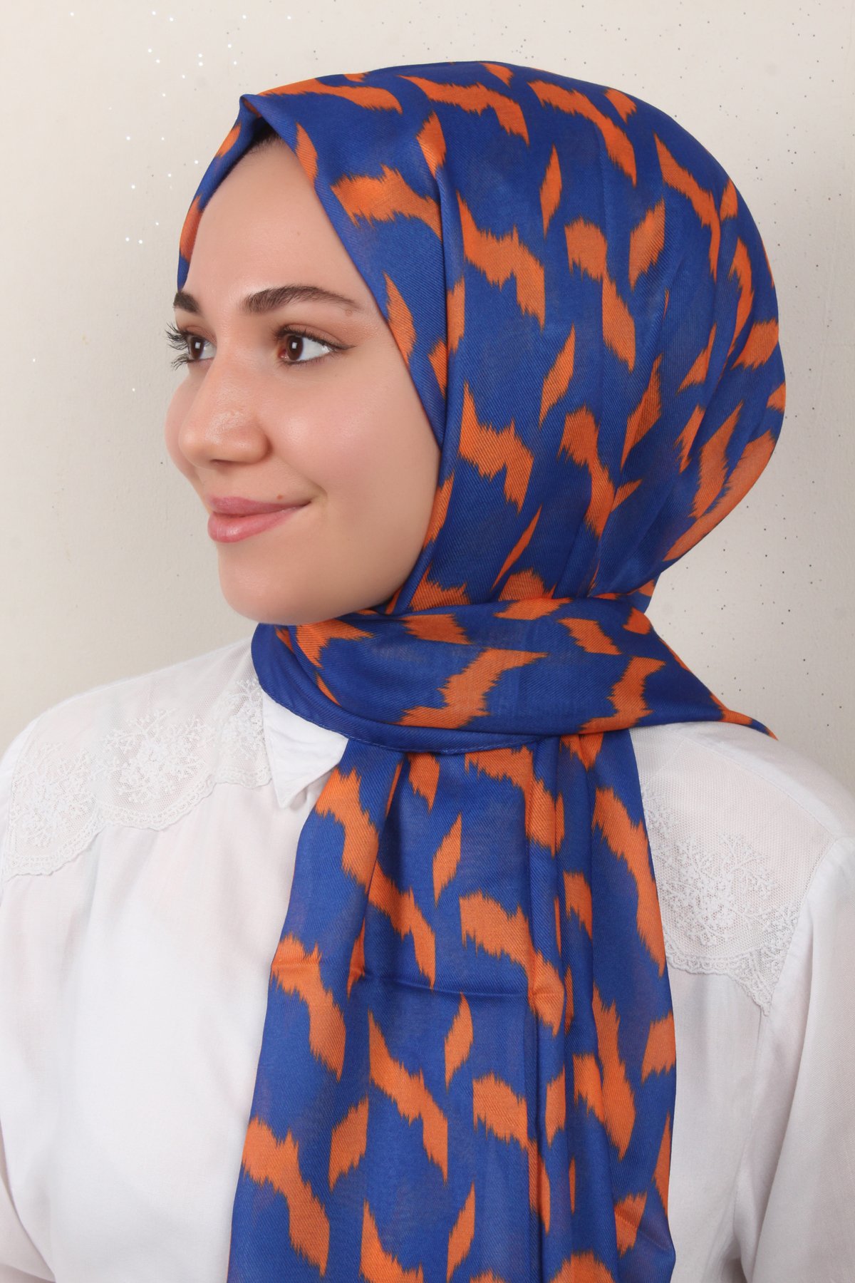 Soft Touch Şal 2776-2 Saks-Turuncu