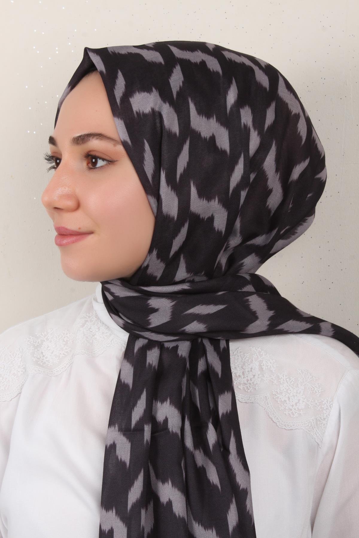Soft Touch Şal 2776-26 Gri-Siyah