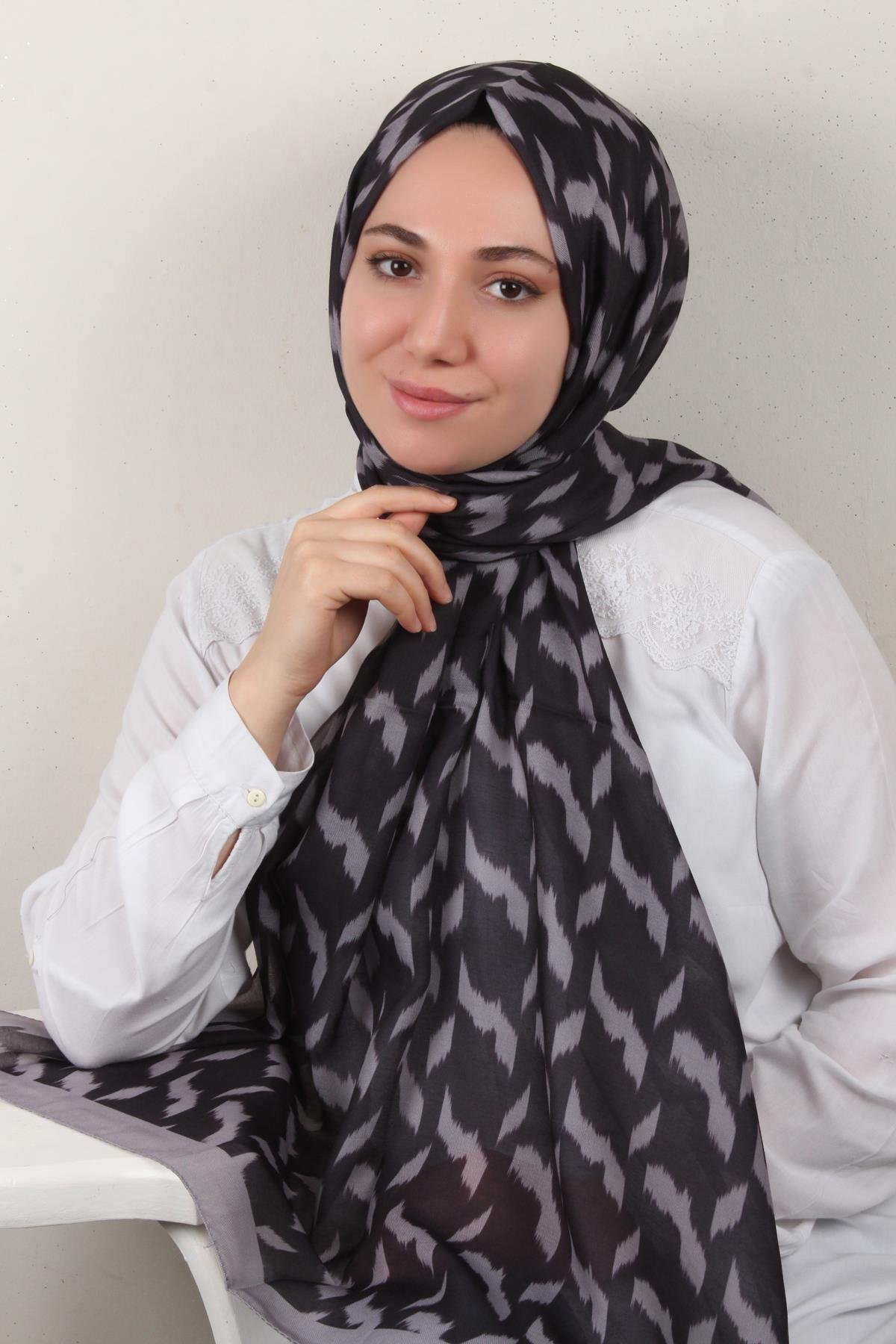 Soft Touch Şal 2776-26 Gri-Siyah