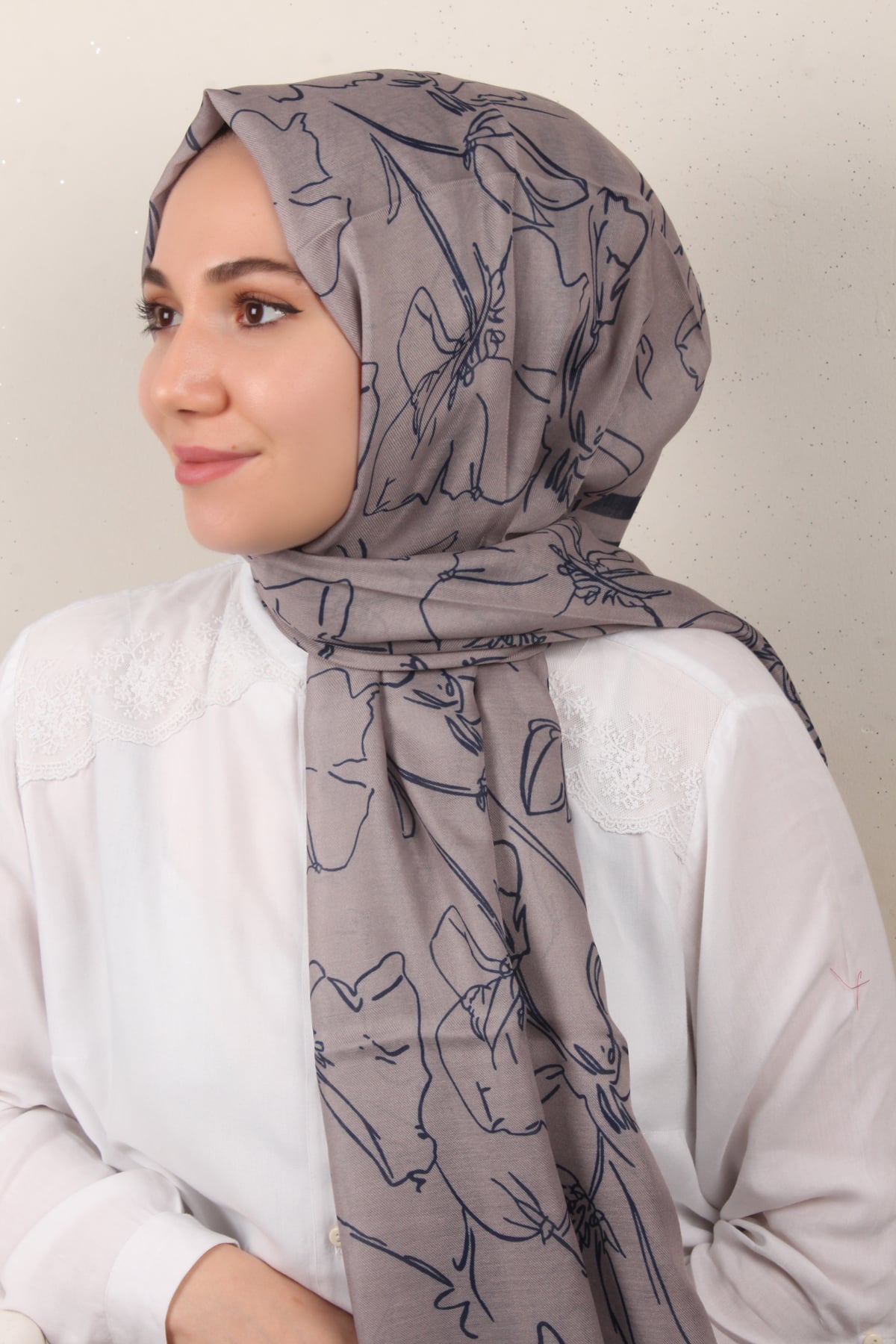 Soft Touch Şal 2777-12 Lacivert-Kül
