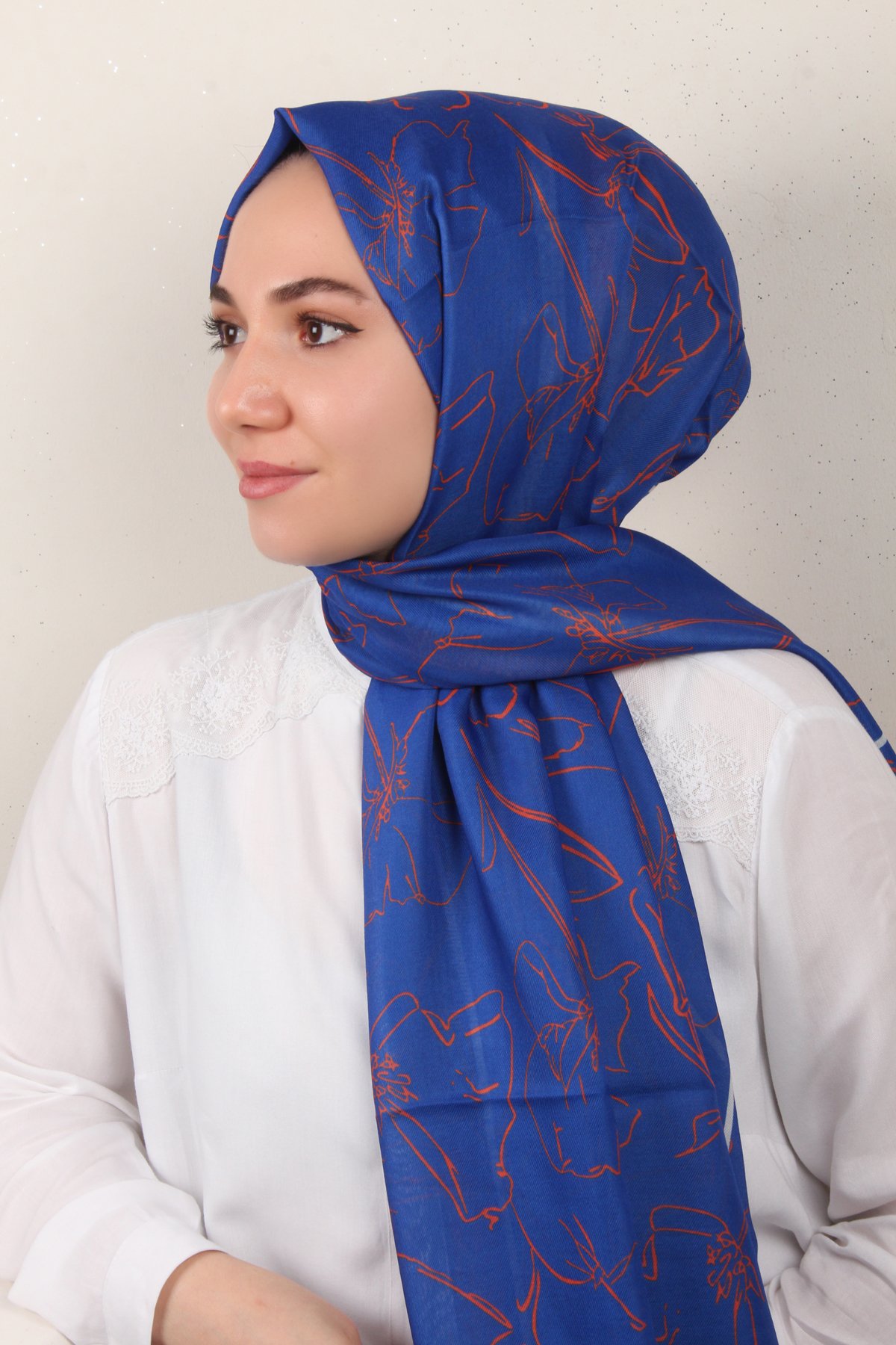 Soft Touch Şal 2777-17 Saks-Turuncu