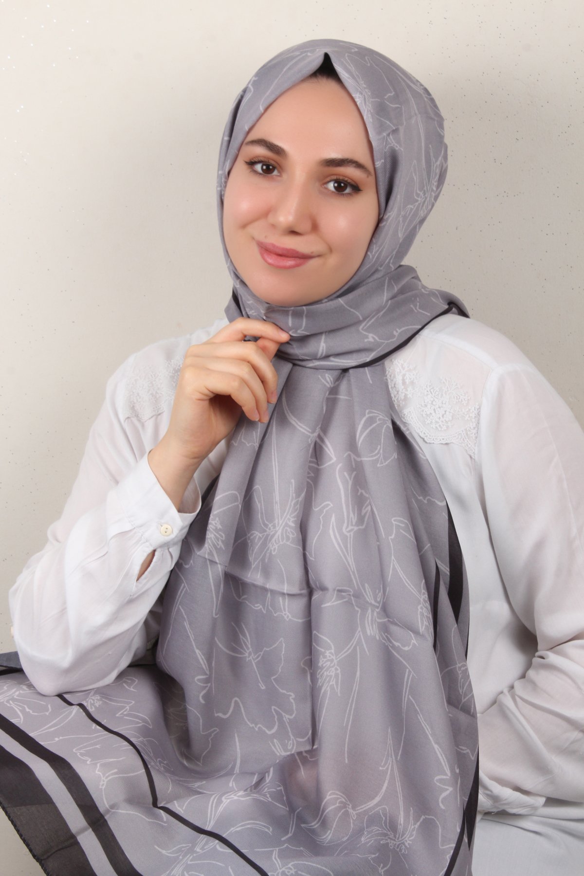 Soft Touch Şal 2777-18 Gri-Siyah