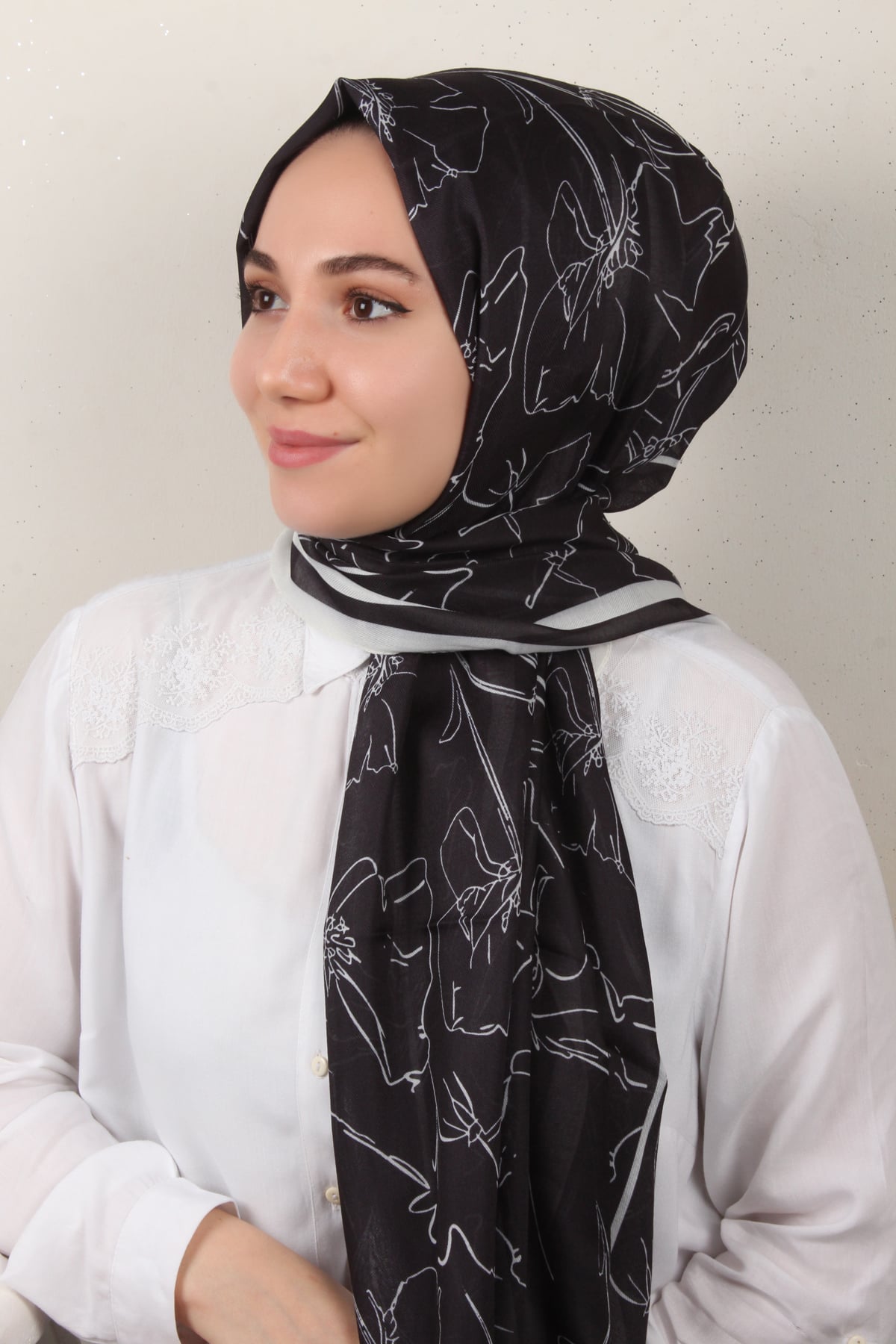 Soft Touch Şal 2777-4 Siyah-Beyaz