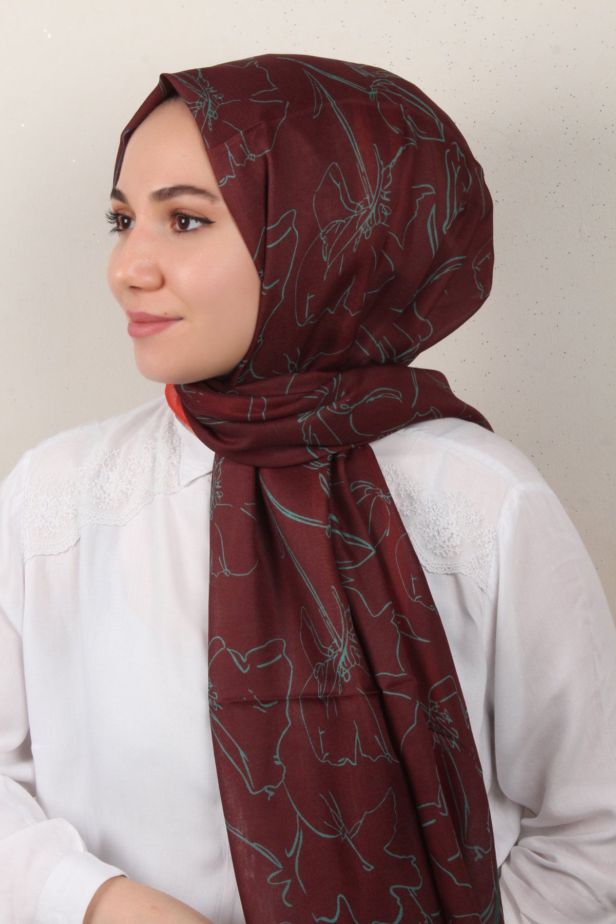 Soft Touch Şal 2777-5 Koyu Taba-Turuncu