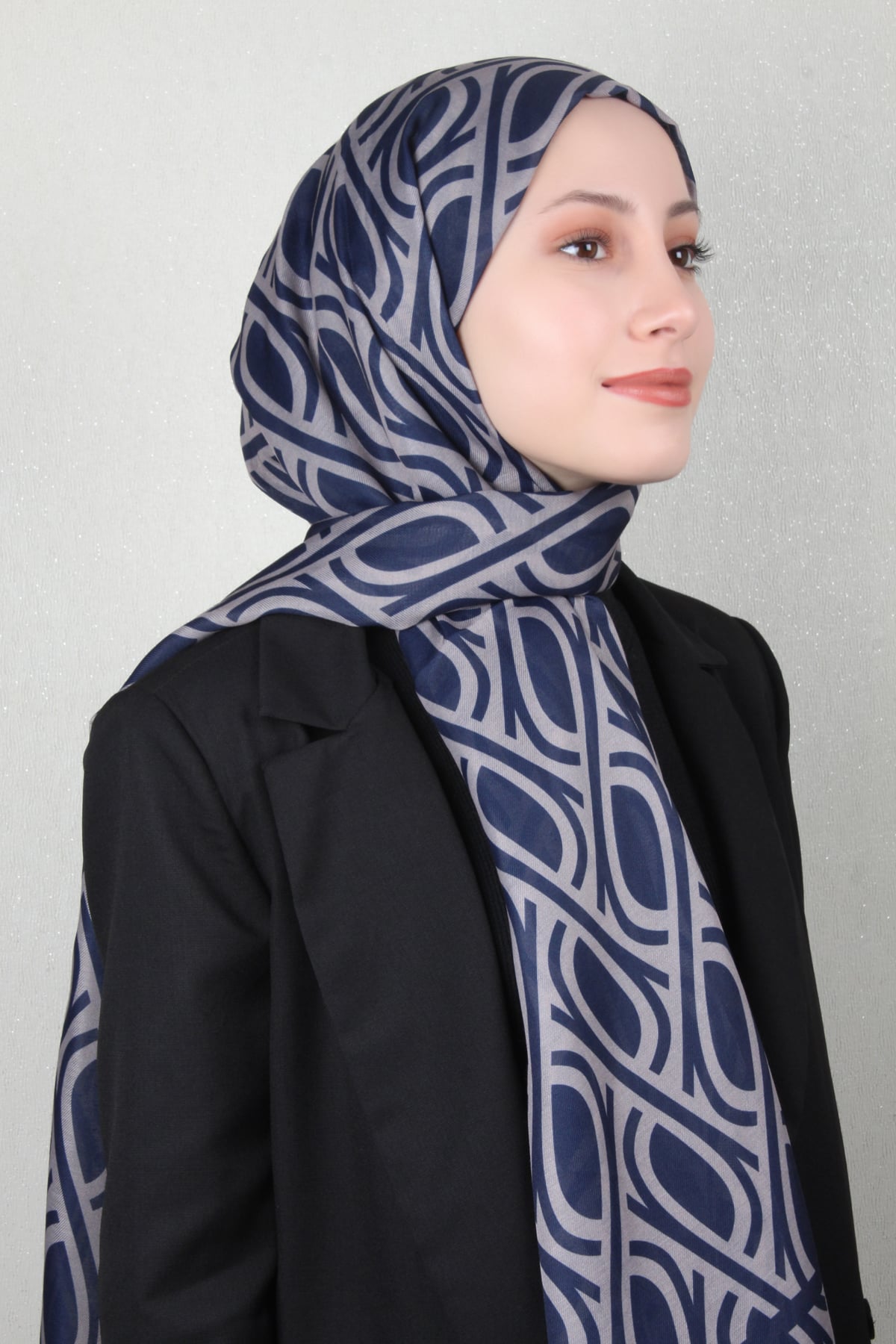 Soft Touch Şal 2778-14 Lacivert-Gri