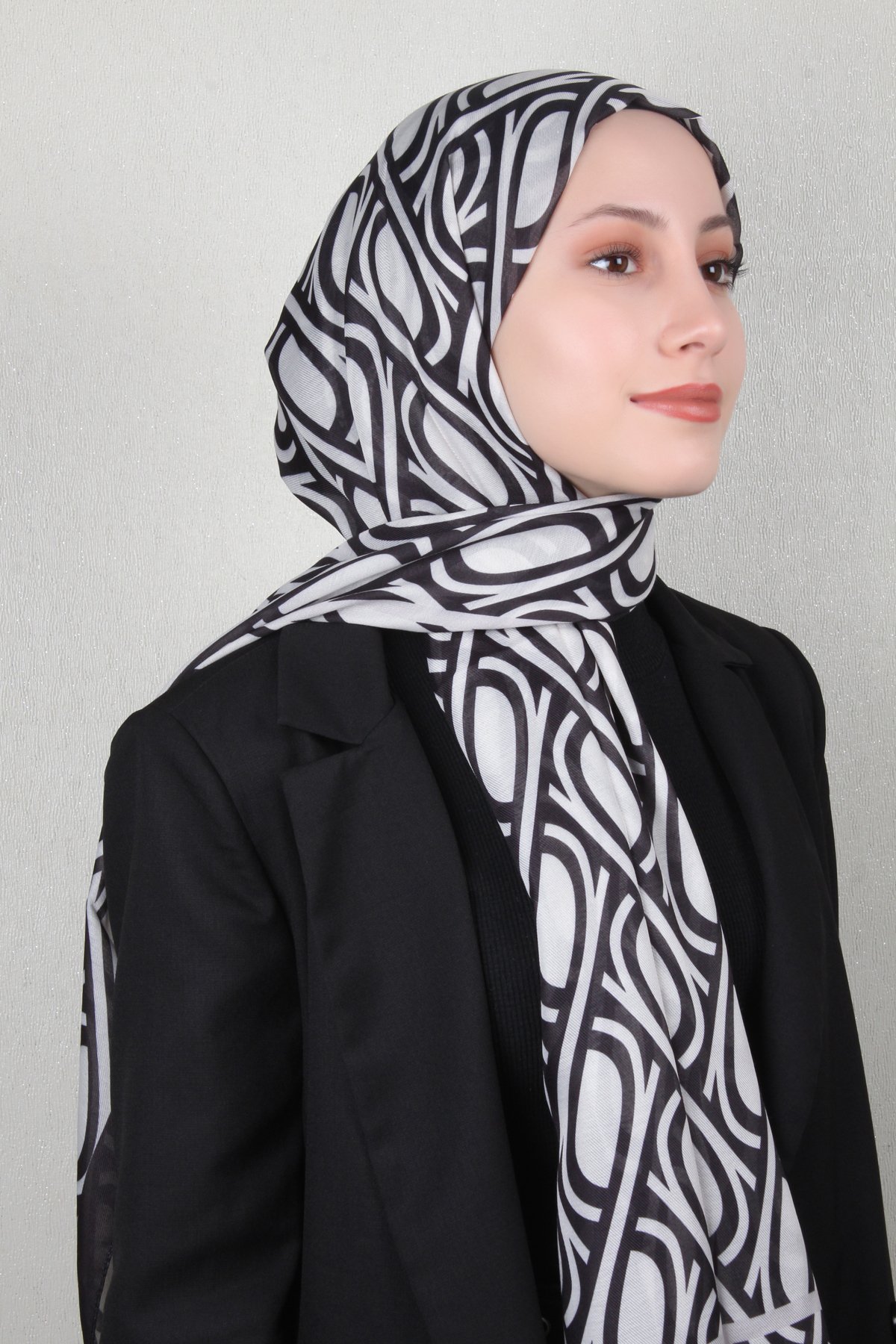 Soft Touch Şal 2778-19 Siyah-Beyaz