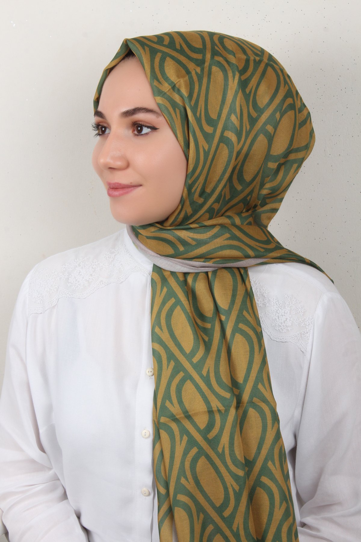 Soft Touch Şal 2778-5 Yeşil-Hardal