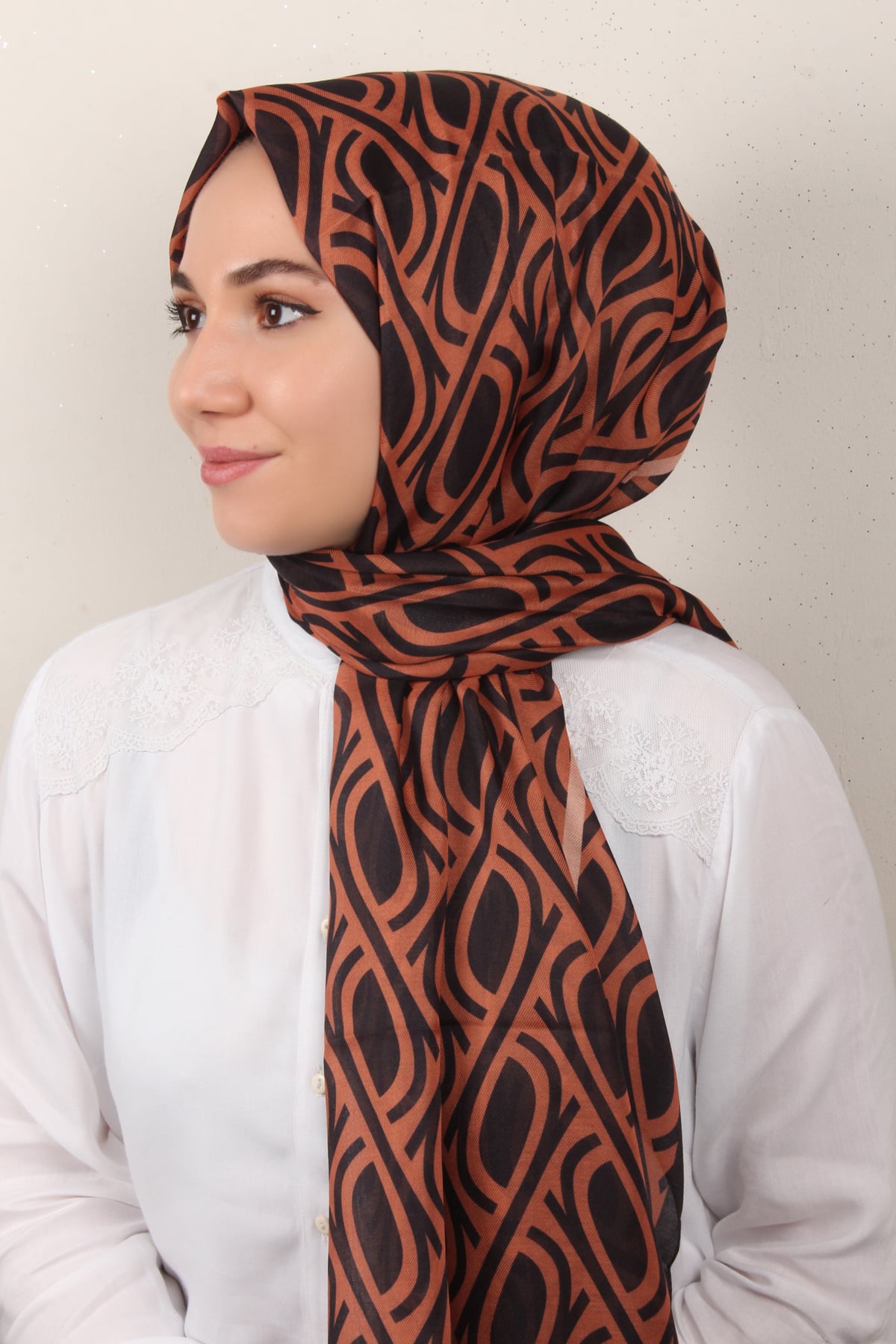 Soft Touch Şal 2778-7 Siyah-Turuncu