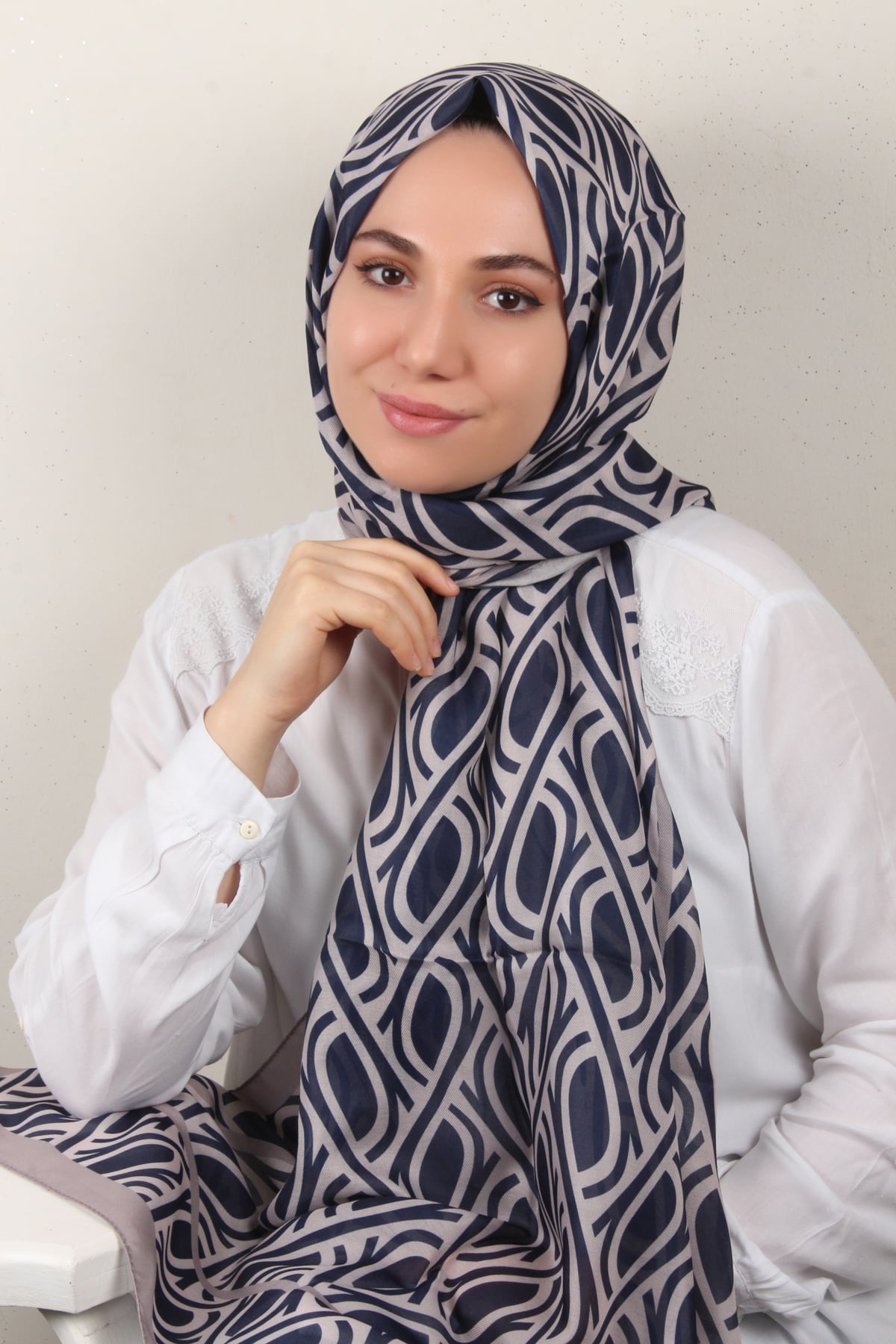 Soft Touch Şal 2778-8 Taş-Lacivert