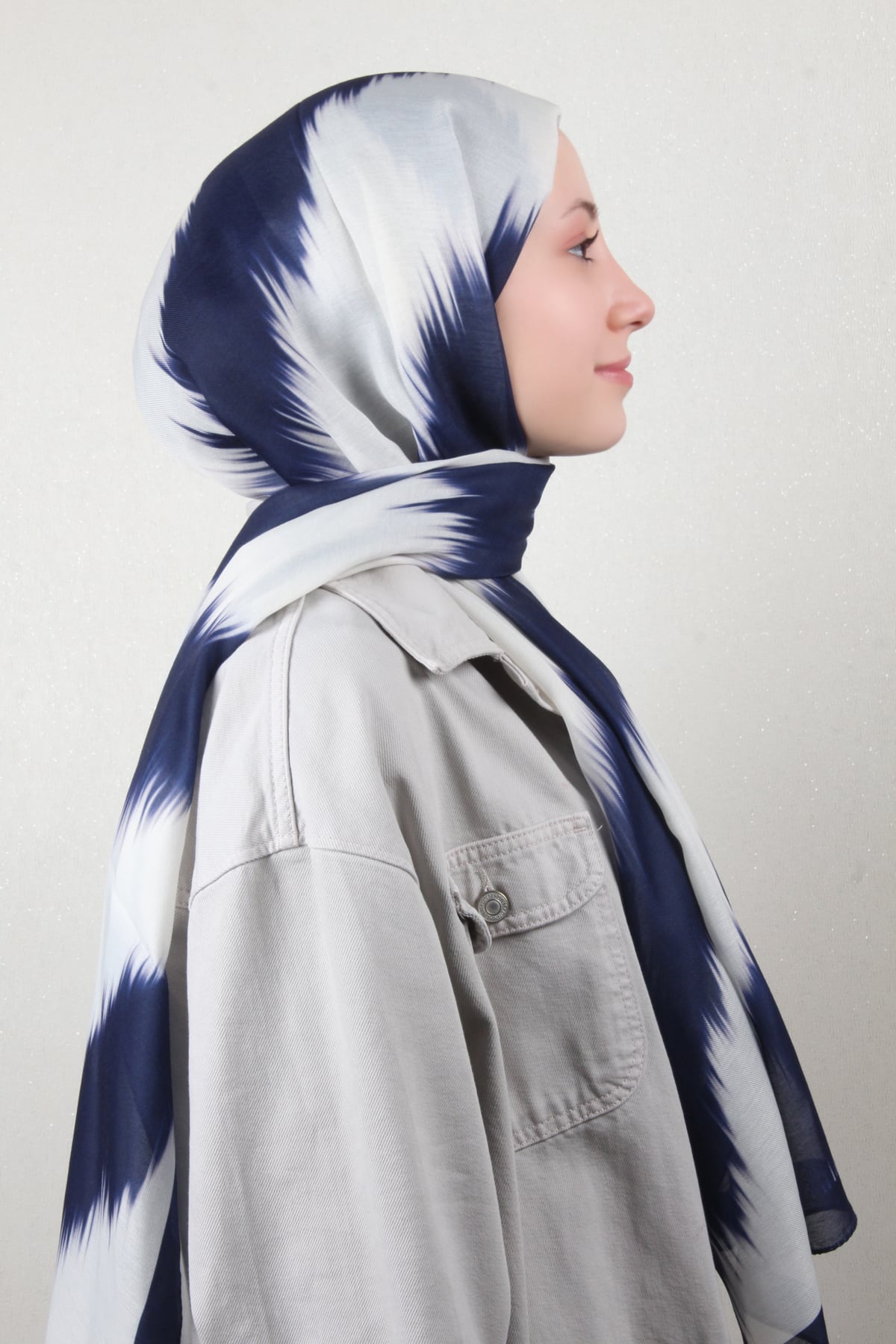 Soft Touch Şal 2779-5 Lacivert-Beyaz