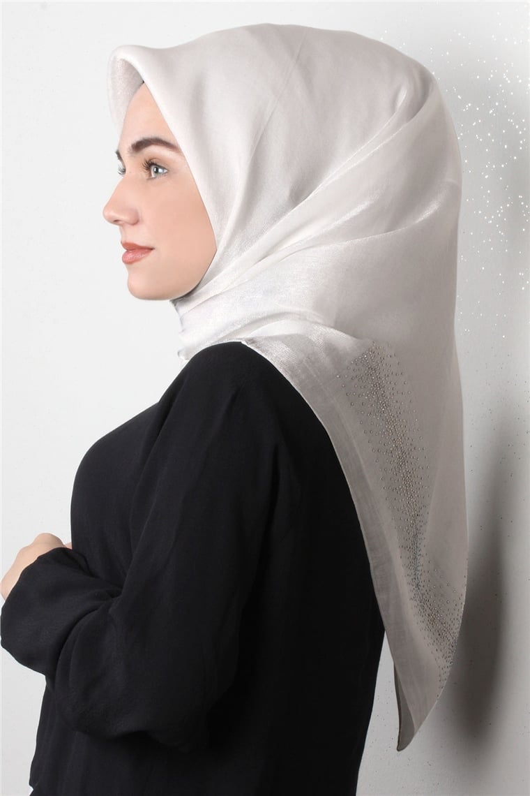 Taşlı Exclusive Eşarp 6000-10 Krem