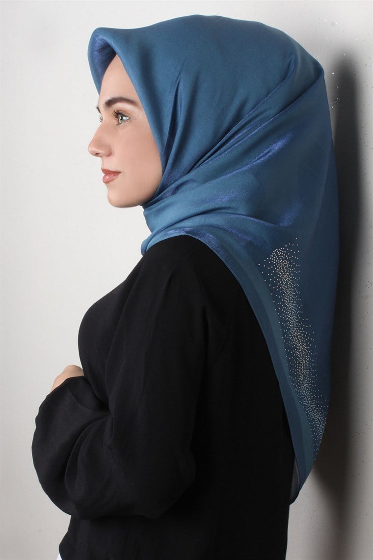 Taşlı Exclusive Eşarp 6000-13 Mavi