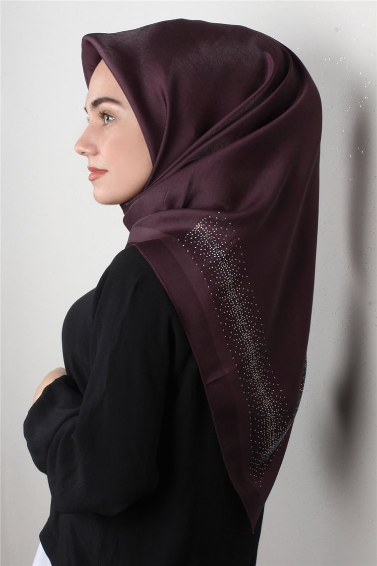Taşlı Exclusive Eşarp 6000-15 Mürdüm