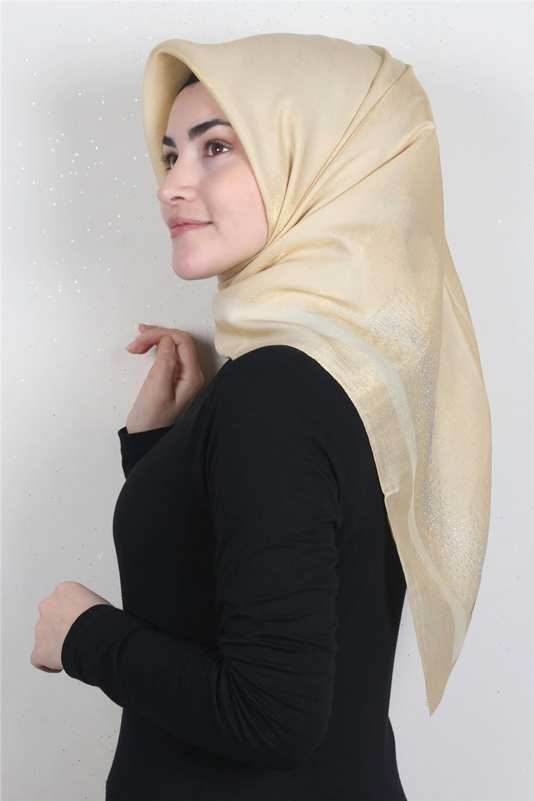 Taşlı Exclusive Eşarp 6000-18 Açık Gold