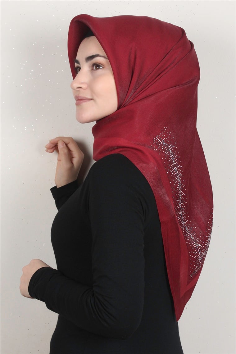 Taşlı Exclusive Eşarp 6000-21 Bordo