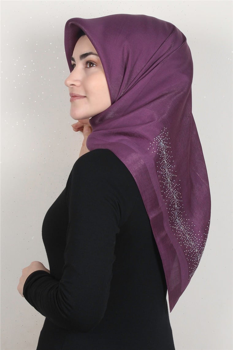 Taşlı Exclusive Eşarp 6000-25 İncir Moru