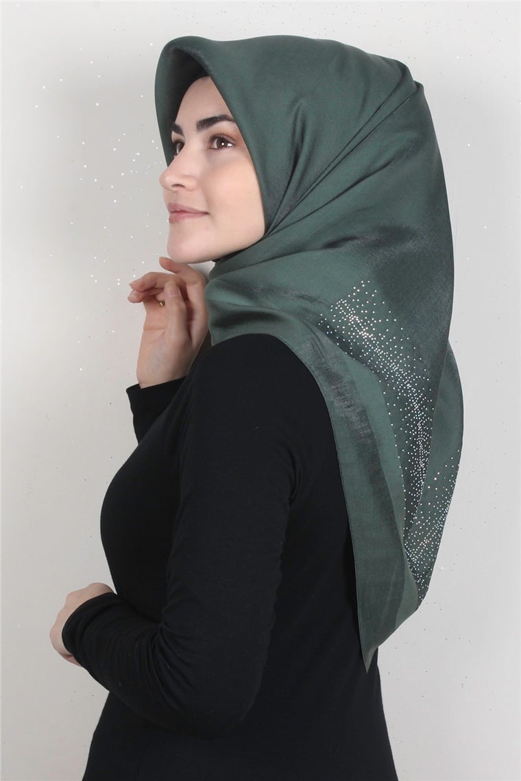 Taşlı Exclusive Eşarp 6000-27 Küf Yeşii