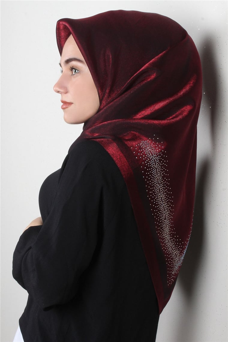 Taşlı Exclusive Eşarp 6000-3 Bordo