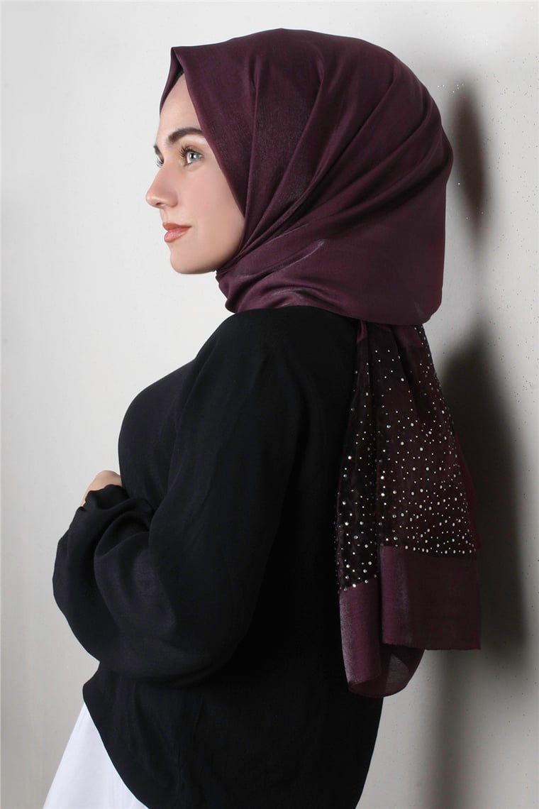 Taşlı Exclusive Şal 1606-11 Mürdüm
