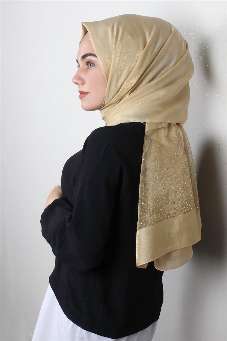Taşlı Exclusive Şal 1606-9 Dore