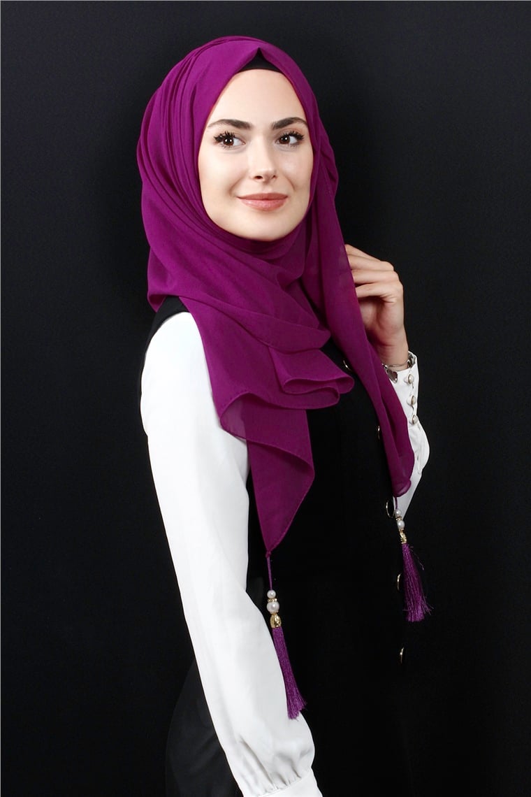 Tesettür Püsküllü Şal 1241-2