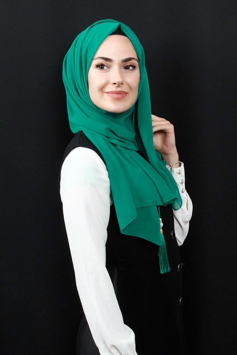 Tesettür Püsküllü Şal 1241-40