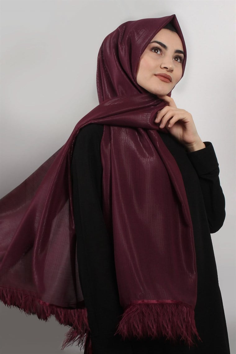 Tüylü Şal 1479-8 Bordo