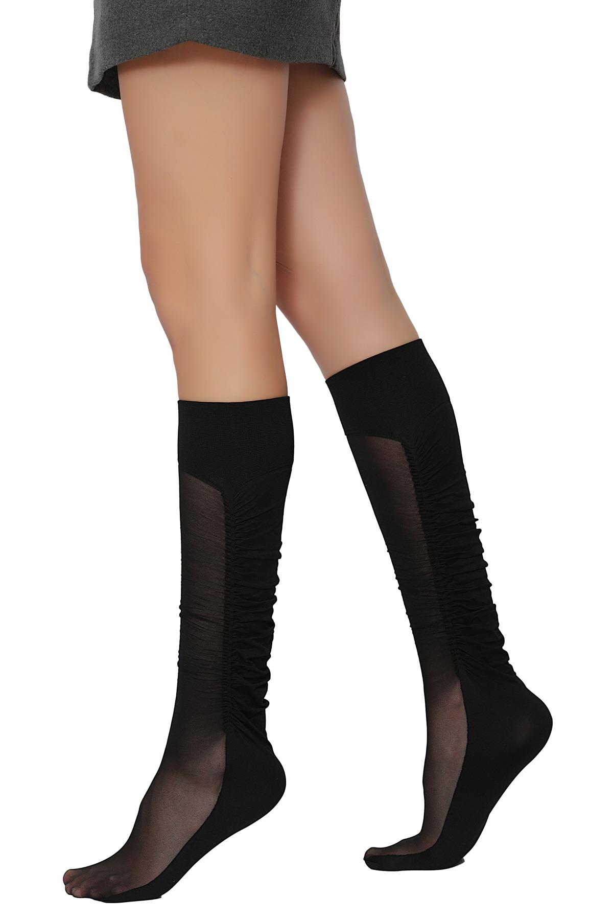 Akik Dizaltı Çorap SİYAH