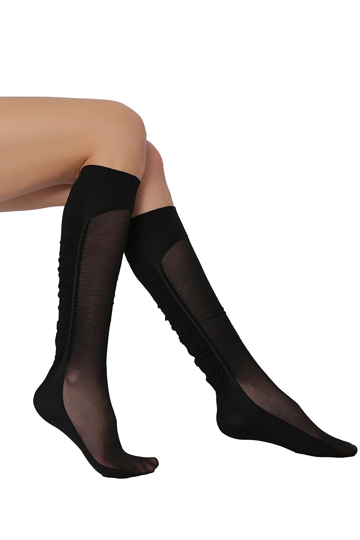 Akik Dizaltı Çorap SİYAH