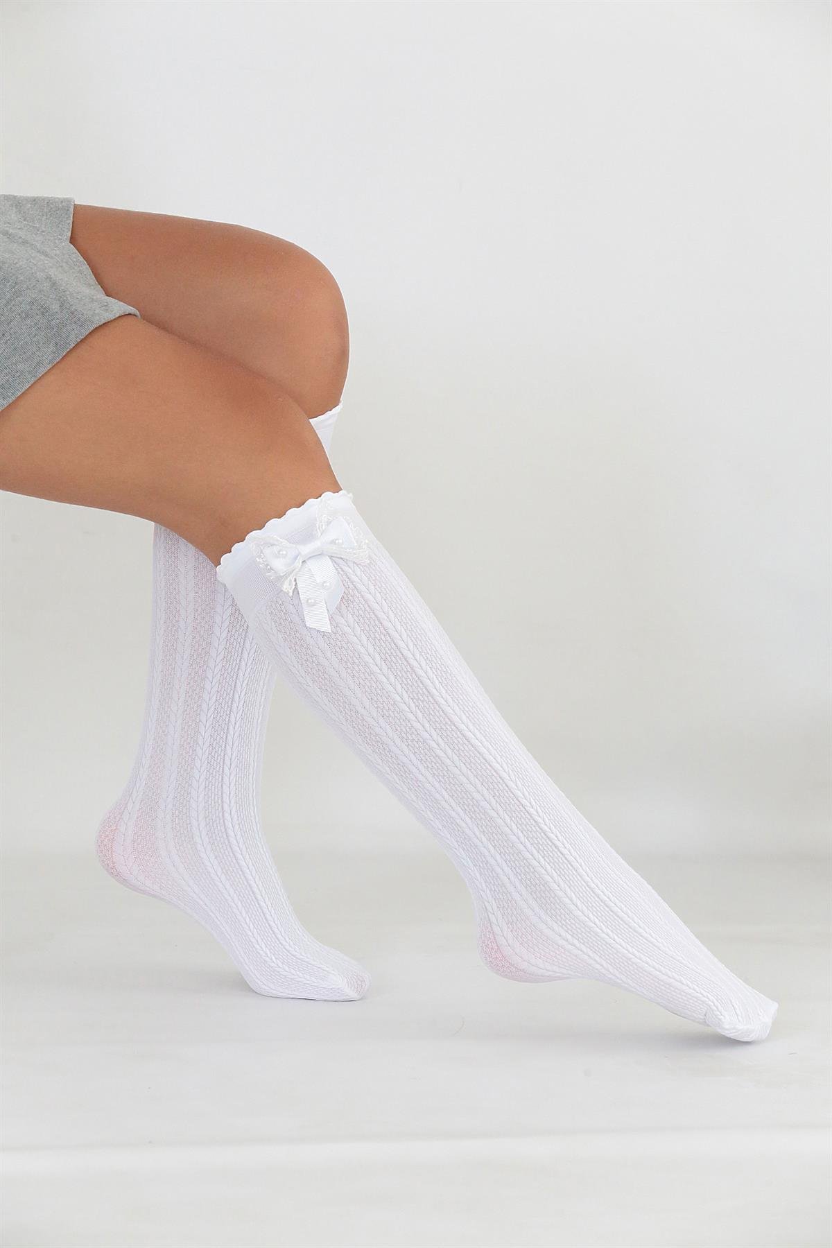 ASLI ÇOCUK DİZALTI ÇORAP BEYAZ