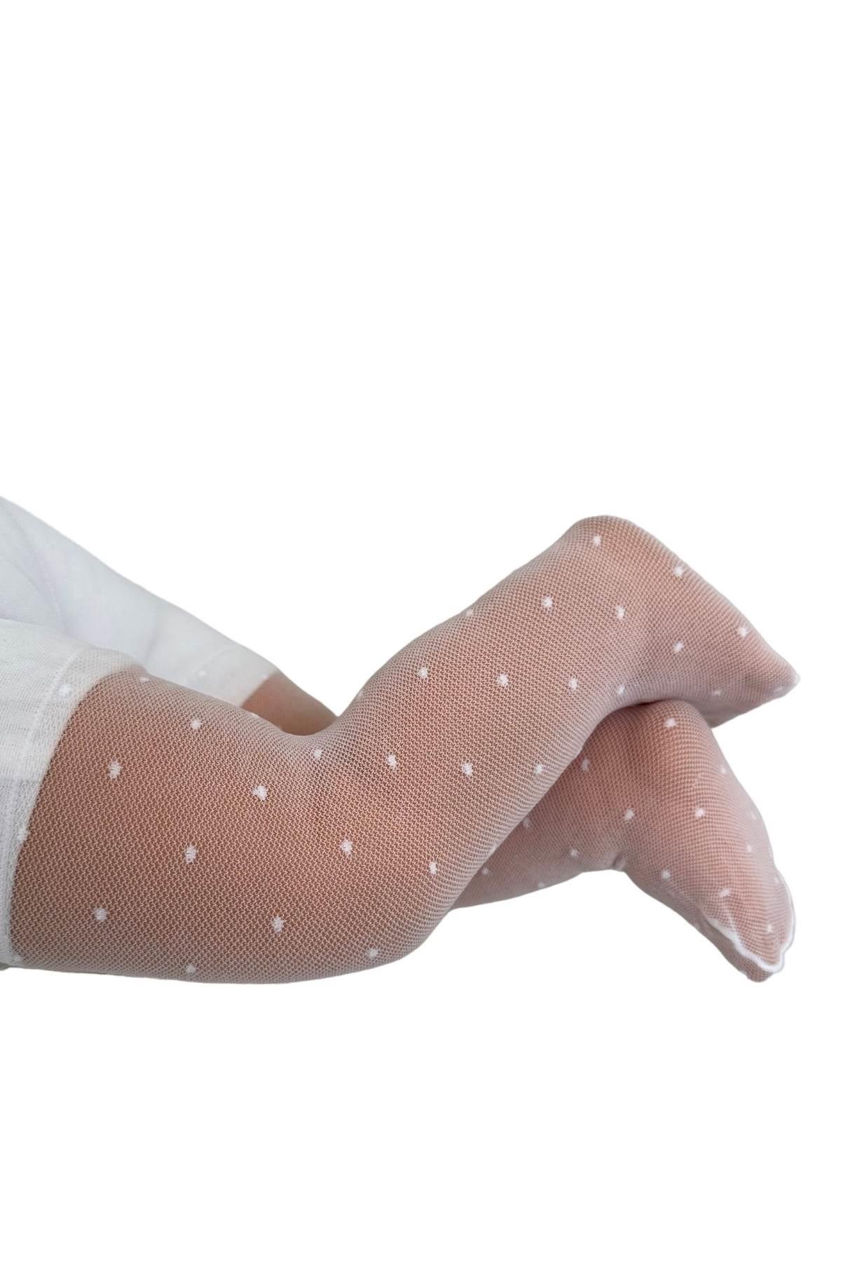 AZRA BEBE FİYONKLU KÜLOTLU ÇORAP BEYAZ