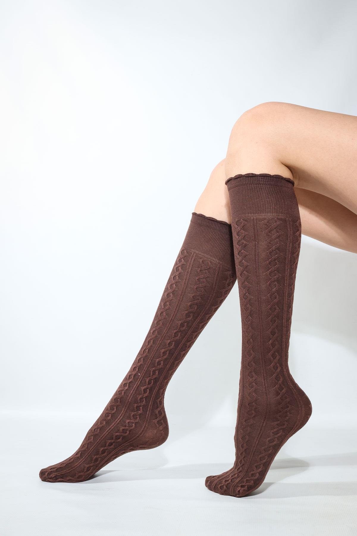 Dafne Viskon Dizaltı Çorap KAHVE