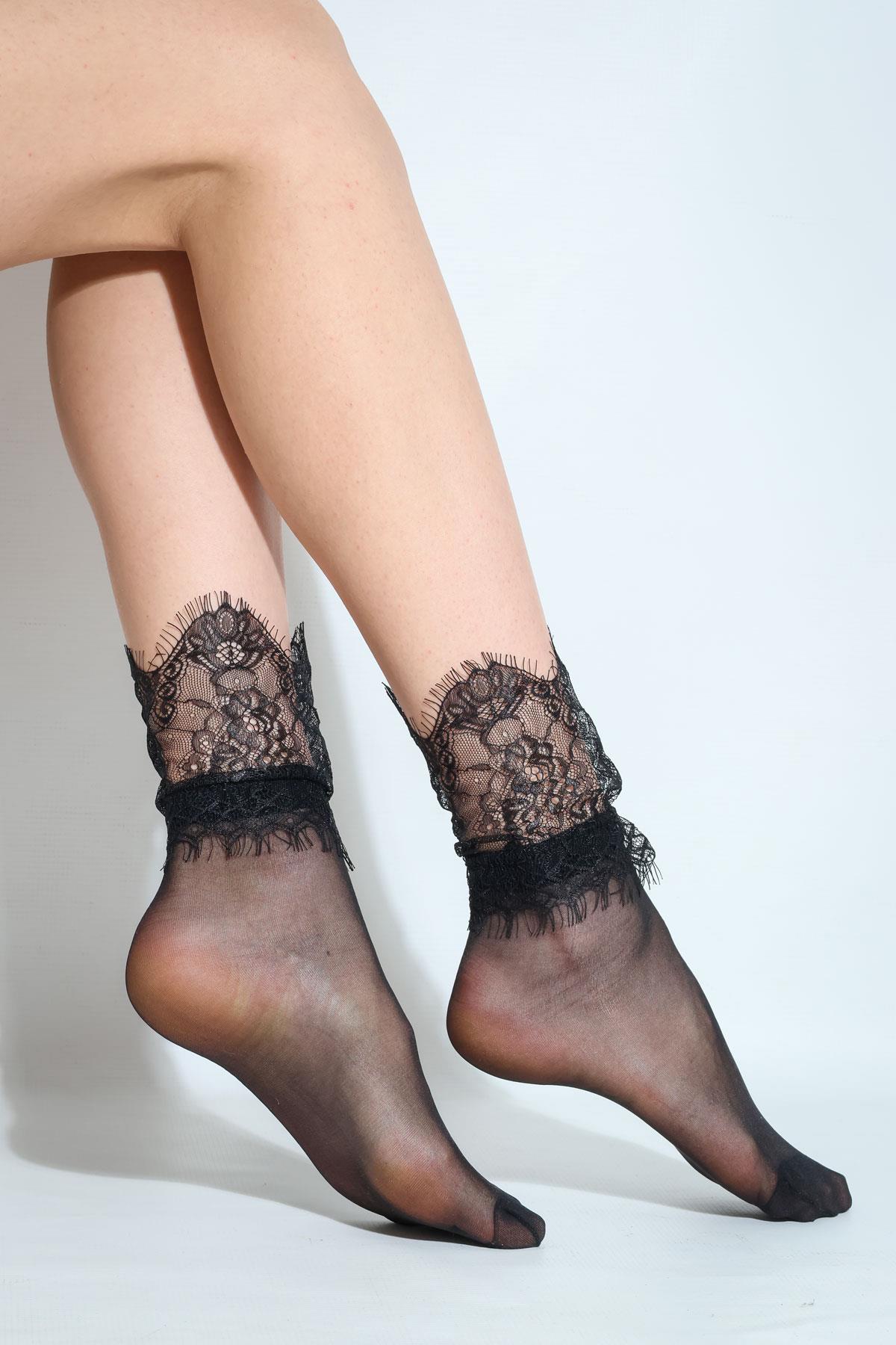 DANTEL KADIN SOKET ÇORAP SİYAH