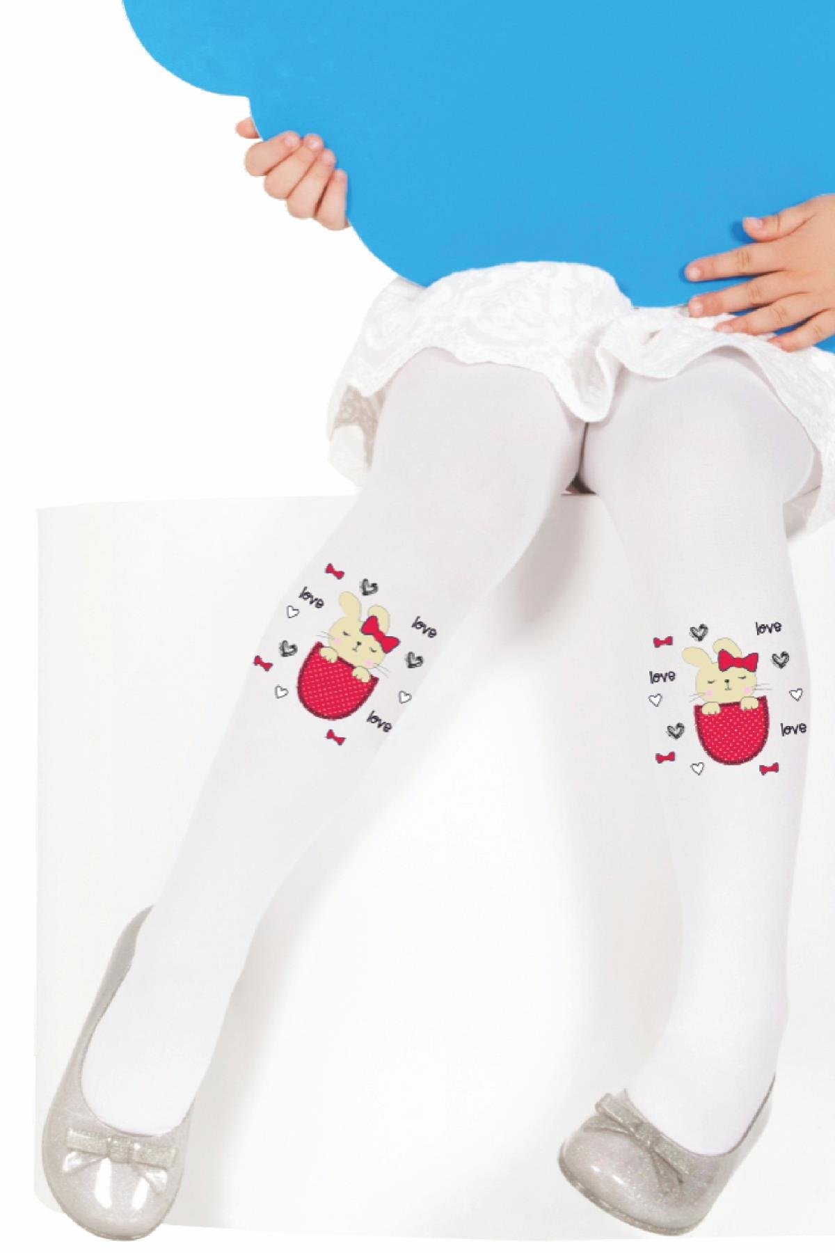 Elçin Çocuk Külotlu Çorap BEYAZ-KIRMIZI