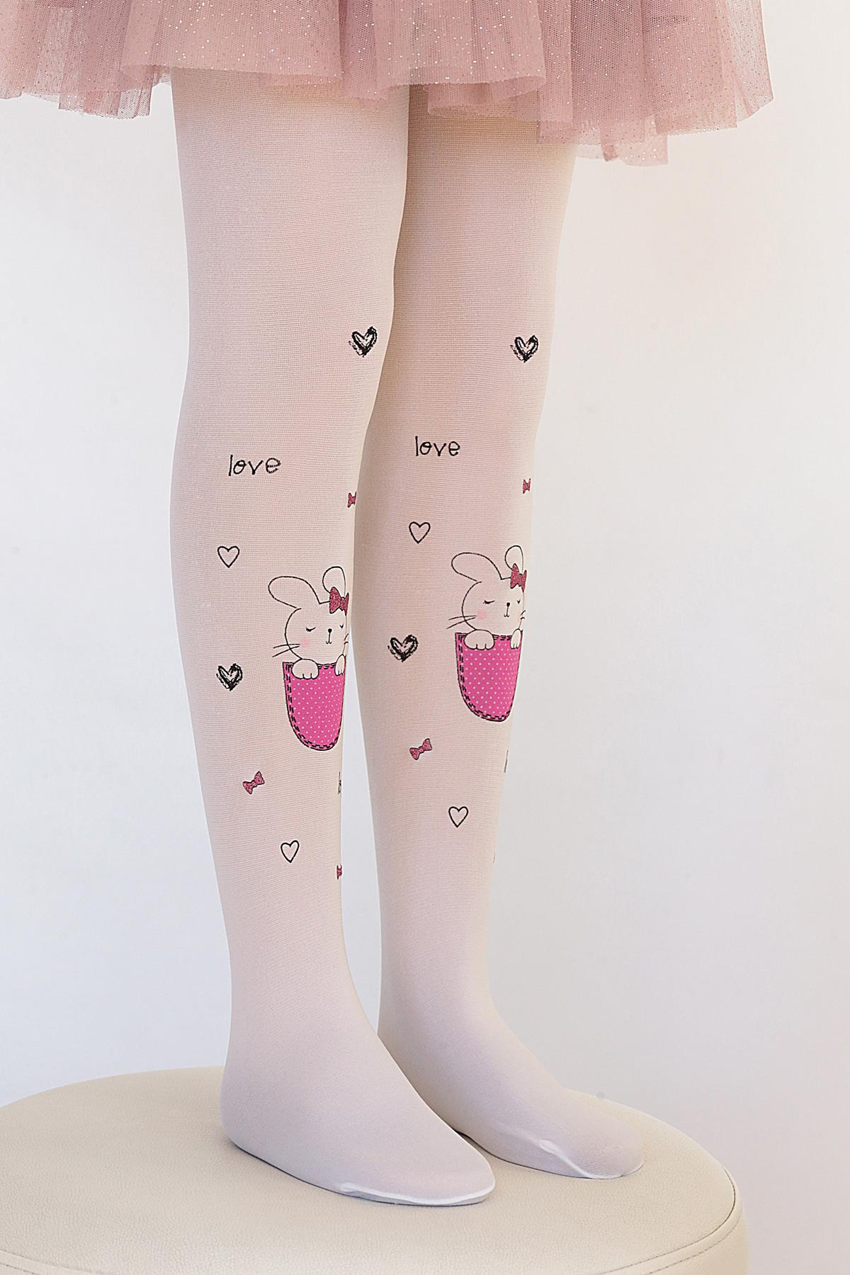 Elçin Çocuk Külotlu Çorap BEYAZ-PEMBE