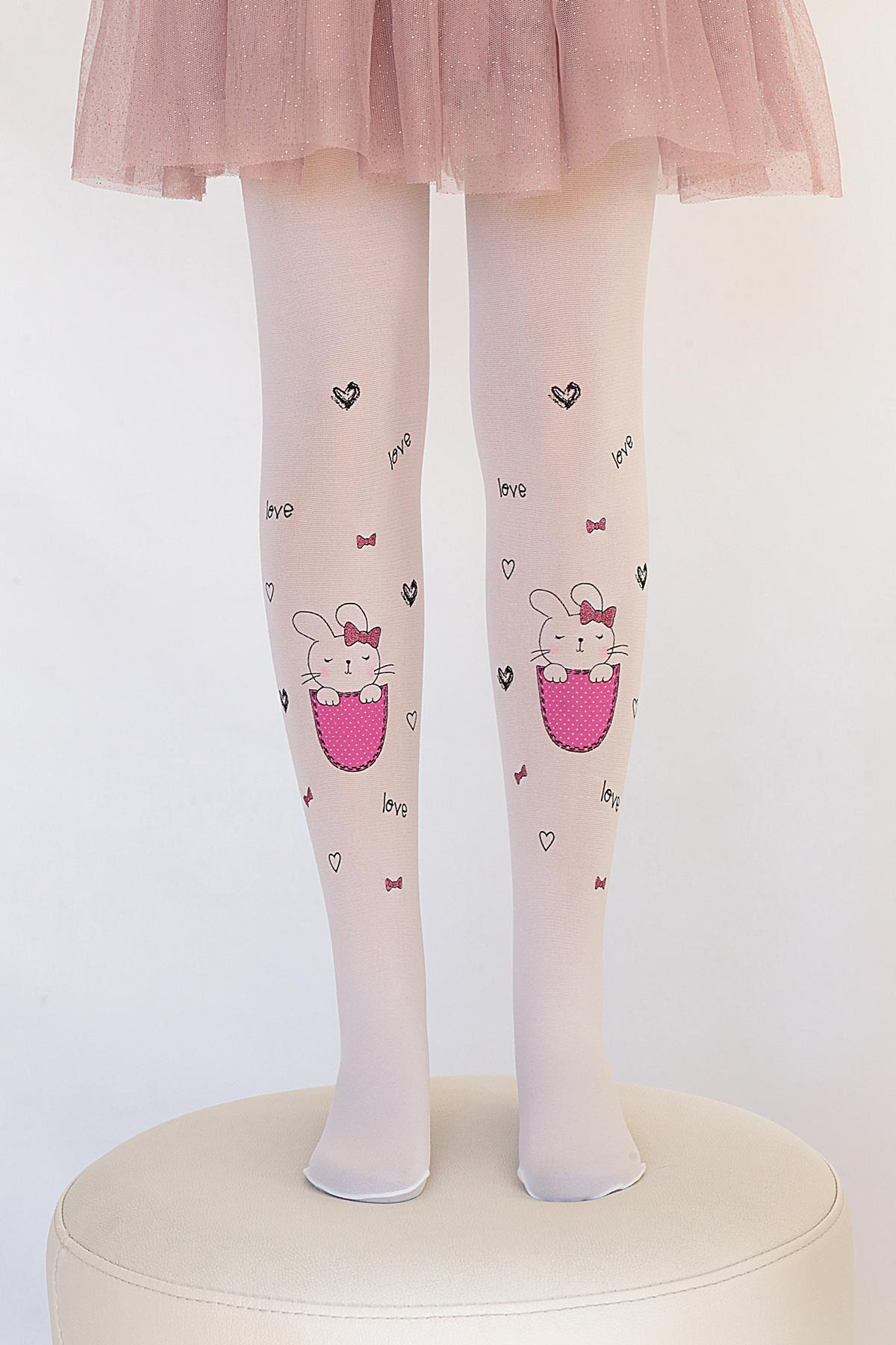 Elçin Çocuk Külotlu Çorap BEYAZ-PEMBE